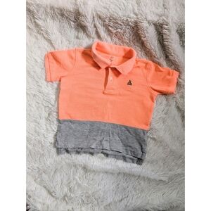 Baby GAP Kids Polo Shirt Short Sleeve Collared Coral and Gray Size 18-24 Months